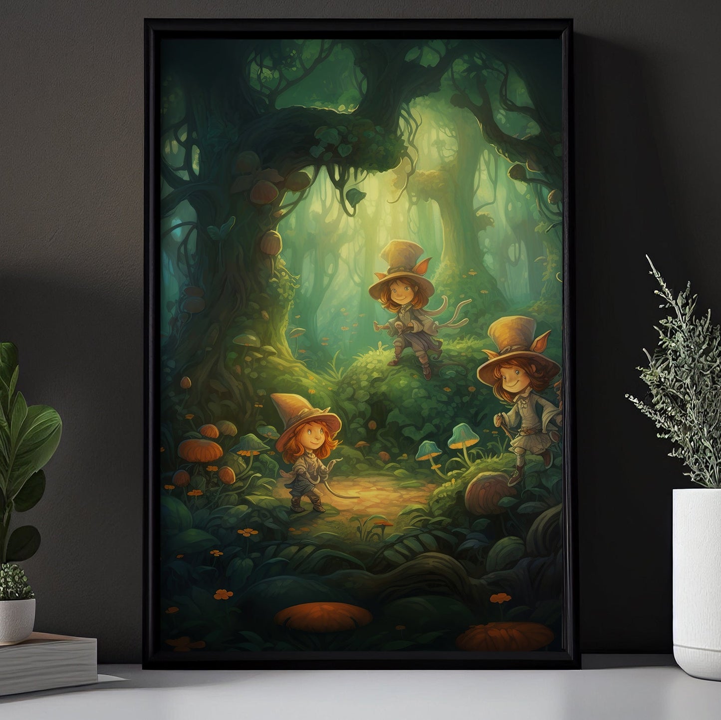 Mystical Forest With Leprechauns Wildlife, St Patrick's Day Canvas Painting, Patricks Day Wall Art Decor, Mystery Poster Gift