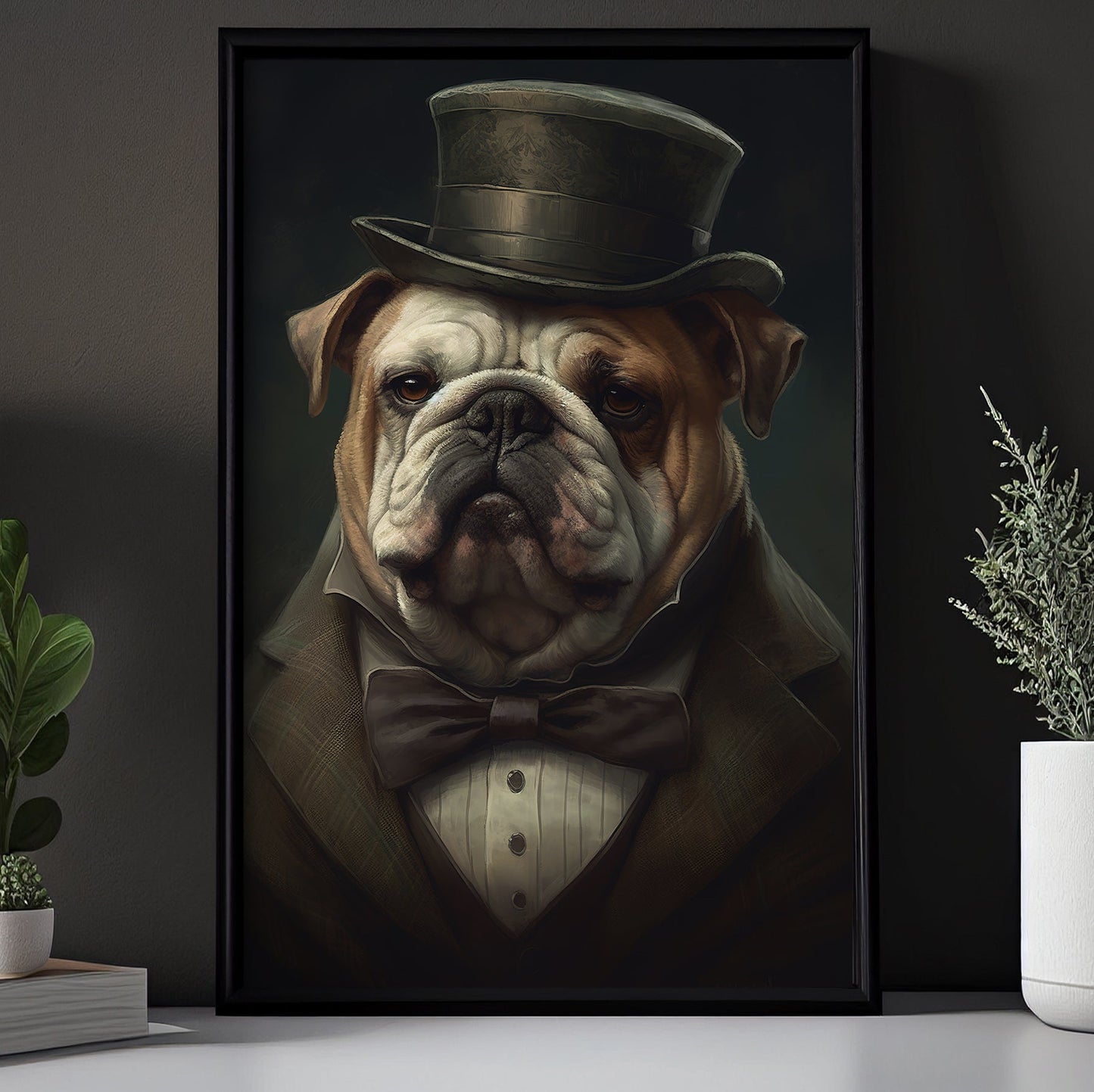 French Bulldog In Suit, Victorian Dog Canvas Painting, Victorian Animal Wall Art Decor, Poster Gift For French Bulldog Lovers