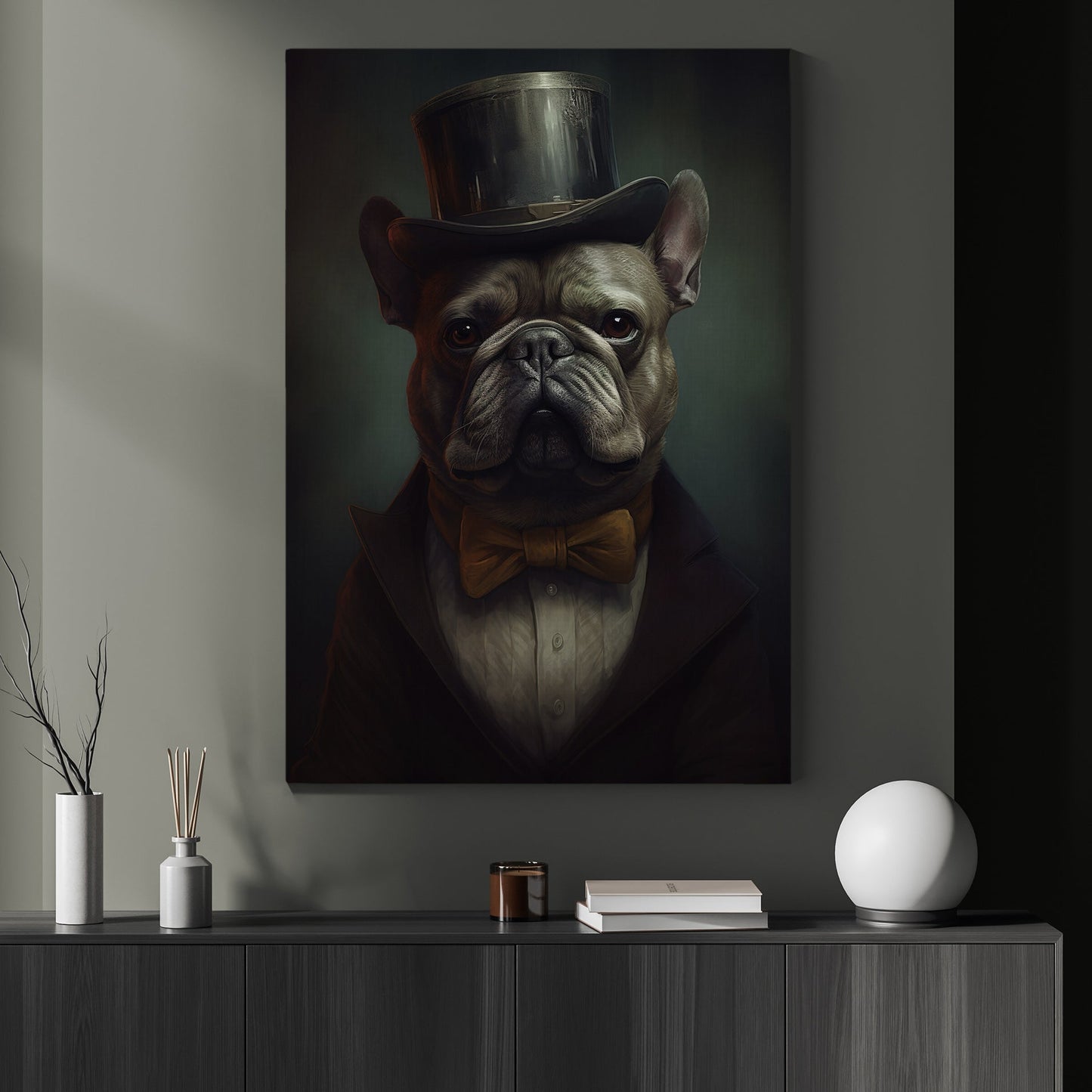 Gentlemen Bulldog In Suit, Victorian Dog Canvas Painting, Victorian Animal Wall Art Decor, Poster Gift For Bulldog Lovers