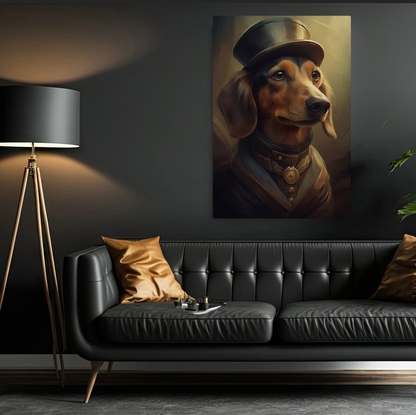 Gentlemen Dachshund In Suit, Victorian Dog Canvas Painting, Victorian Animal Wall Art Decor, Poster Gift For Dachshund Lovers