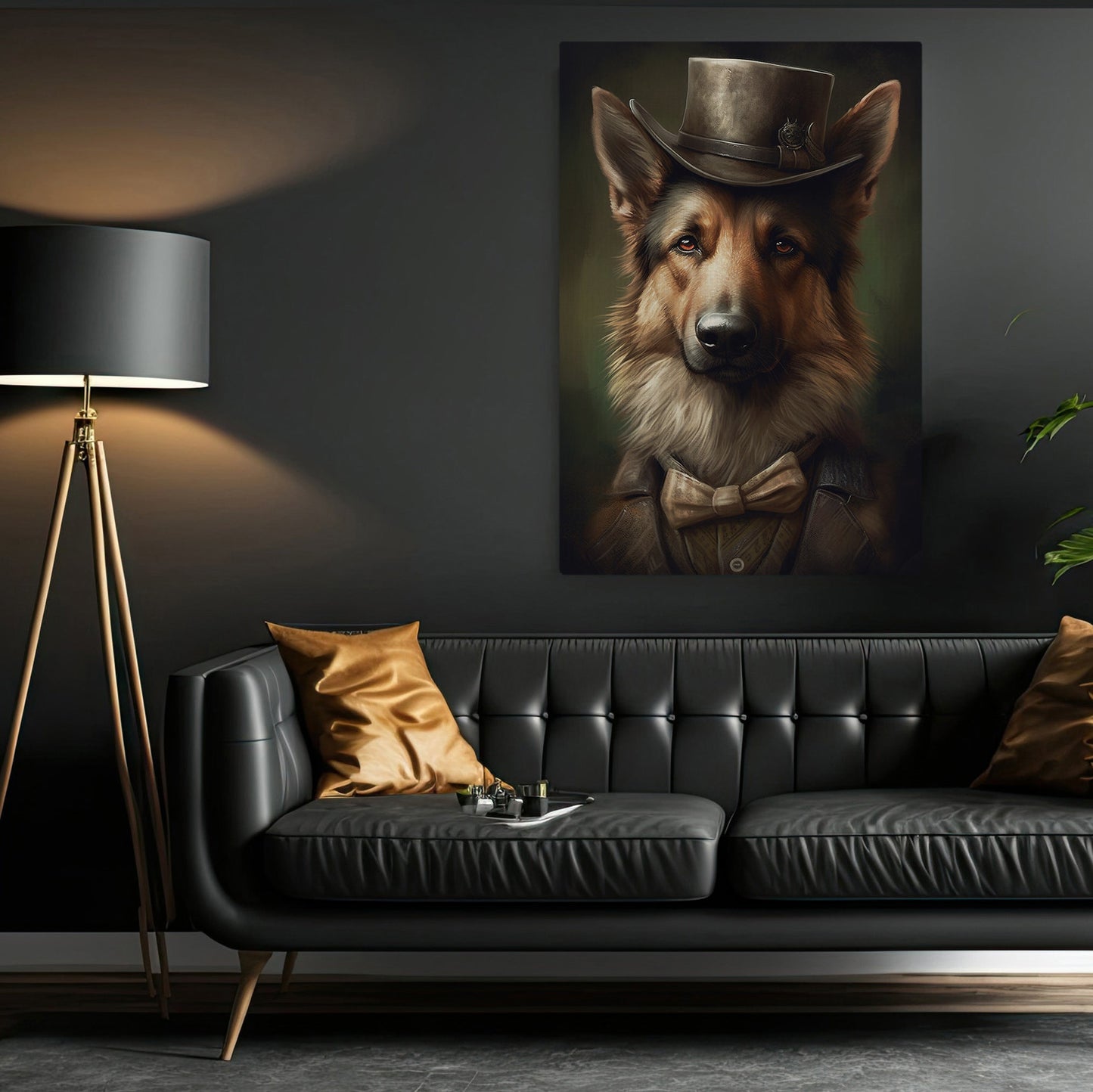 Gentlemen German Shepherd In Victorian Style, Victorian Dog Canvas Painting, Victorian Animal Wall Art Decor, Poster Gift For Gentlemen German Shepherd Lovers