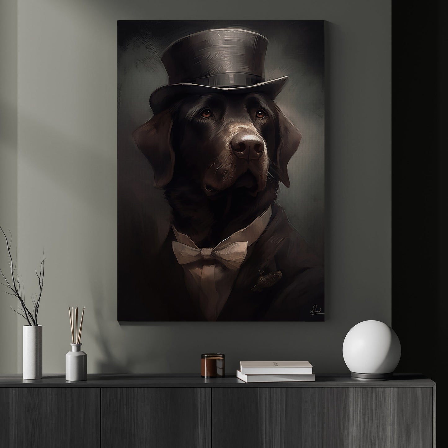 Gentlemen Labrador Retriever In Victorian Style, Victorian Dog Canvas Painting, Victorian Animal Wall Art Decor, Poster Gift For Gentlemen Labrador Retriever Lovers