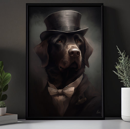 Gentlemen Labrador Retriever In Victorian Style, Victorian Dog Canvas Painting, Victorian Animal Wall Art Decor, Poster Gift For Gentlemen Labrador Retriever Lovers