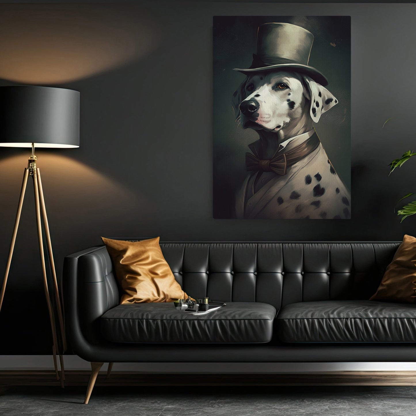 Gentlemen Dalmatian In Victorian Style, Victorian Dog Canvas Painting, Victorian Animal Wall Art Decor, Poster Gift For Gentlemen Dalmatian Lovers