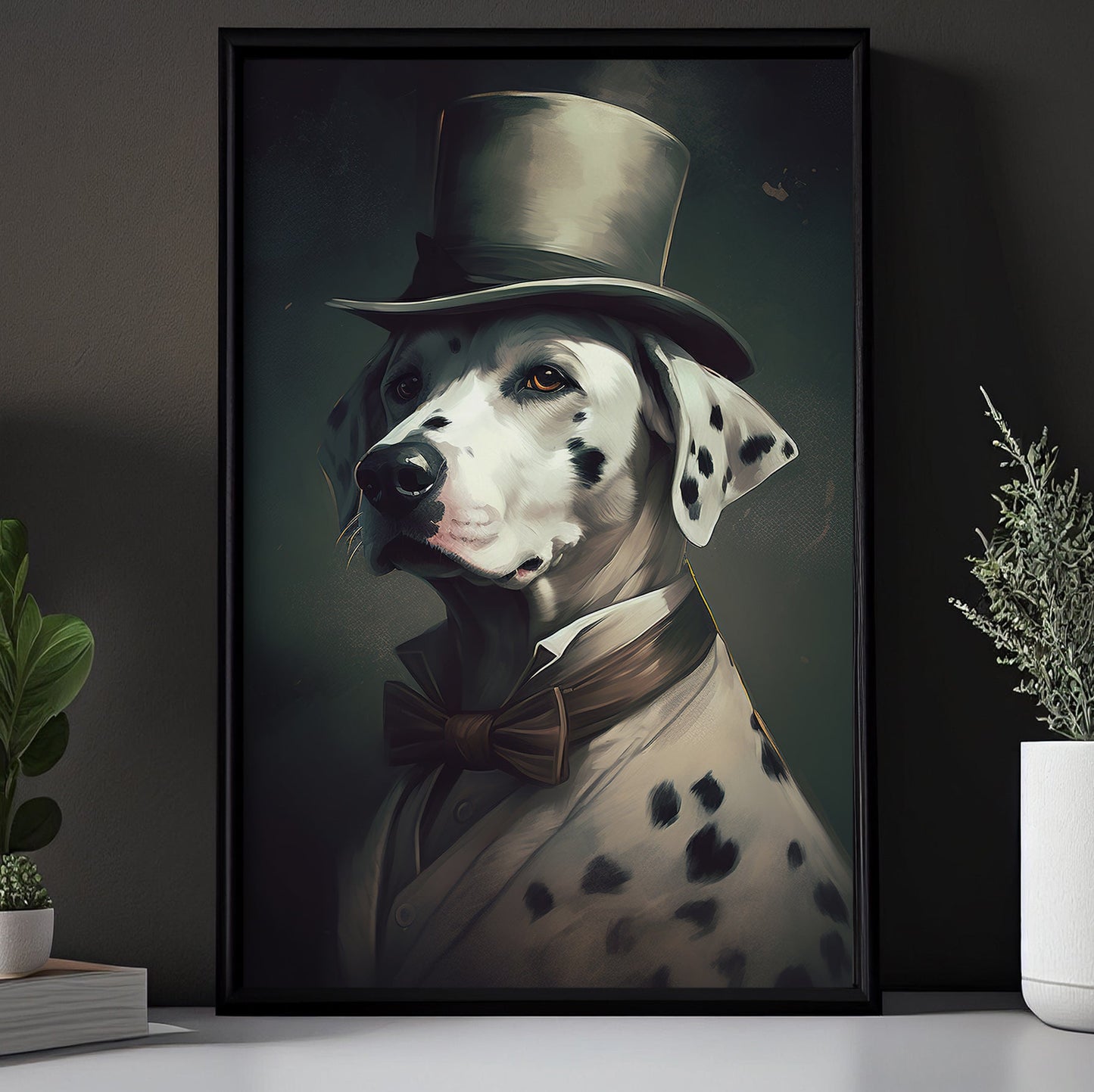 Gentlemen Dalmatian In Victorian Style, Victorian Dog Canvas Painting, Victorian Animal Wall Art Decor, Poster Gift For Gentlemen Dalmatian Lovers