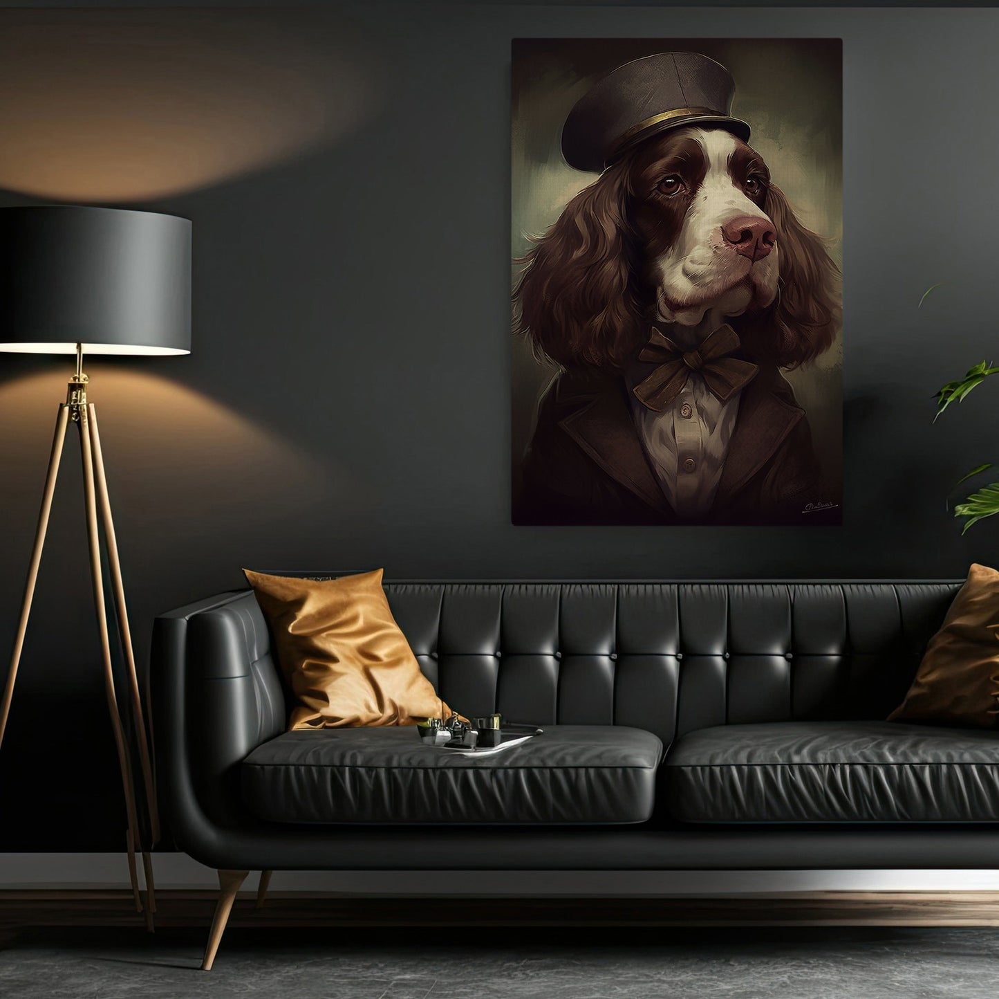 Gentlemen Spaniel In Victorian Style, Victorian Dog Canvas Painting, Victorian Animal Wall Art Decor, Poster Gift For Gentlemen Spaniel Lovers