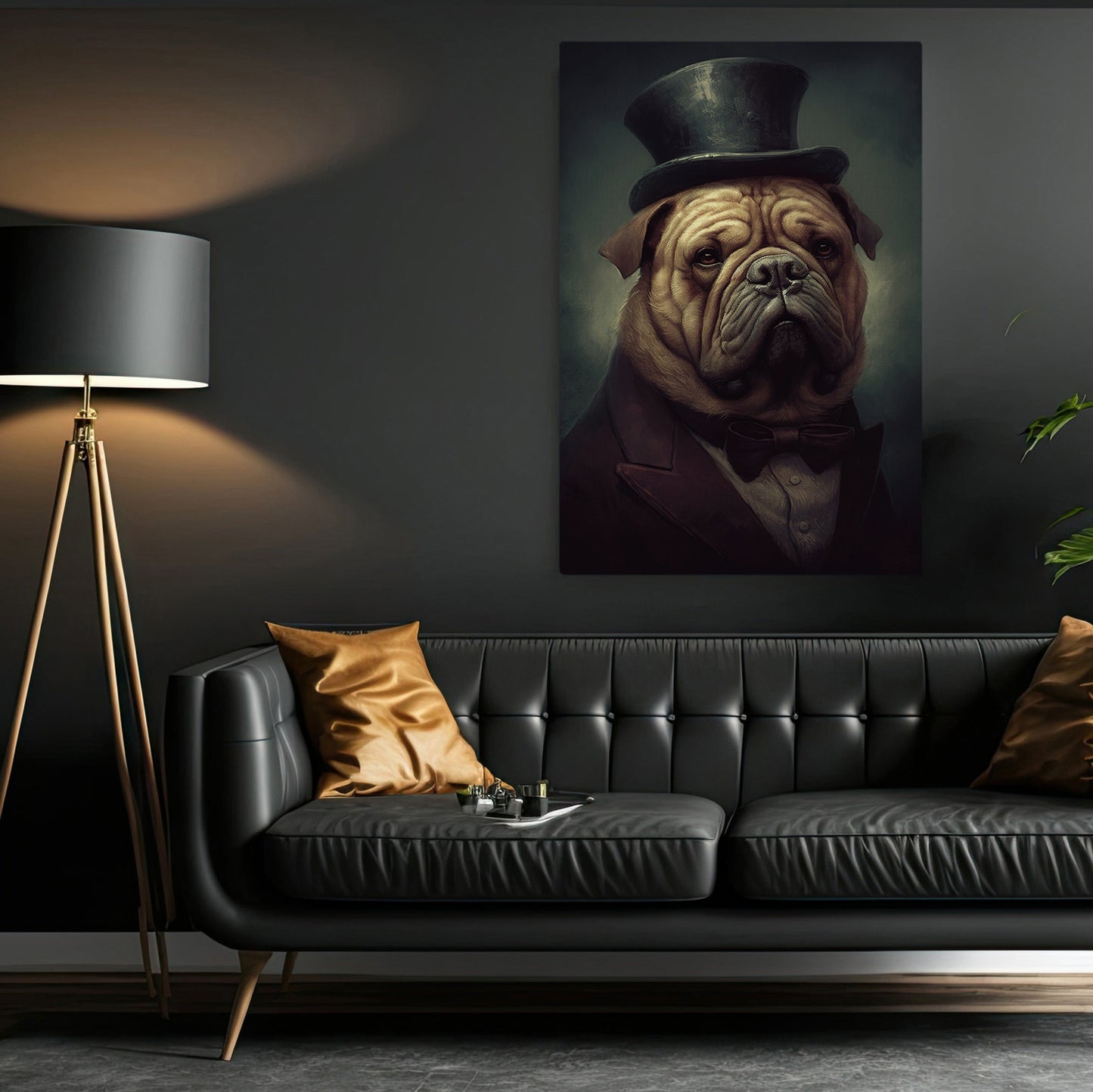 Gentlemen Bulldog In Victorian Style, Victorian Dog Canvas Painting, Victorian Animal Wall Art Decor, Poster Gift For Bulldog Lovers