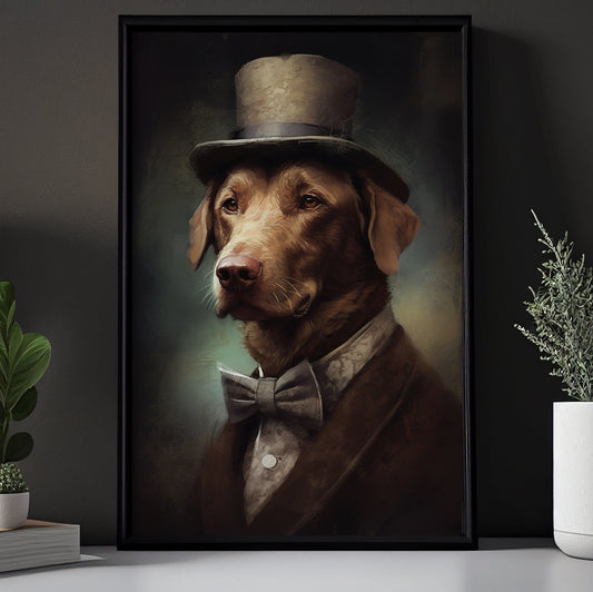 Labrador Retriever In Victorian Style, Victorian Dog Canvas Painting, Victorian Animal Wall Art Decor, Poster Gift For Gentlemen Labrador Retriever Dog Lovers