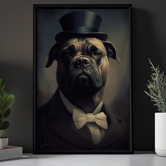 Bulldog In Suit Style, Victorian Dog Canvas Painting, Victorian Animal Wall Art Decor, Poster Gift For Bulldog Lovers