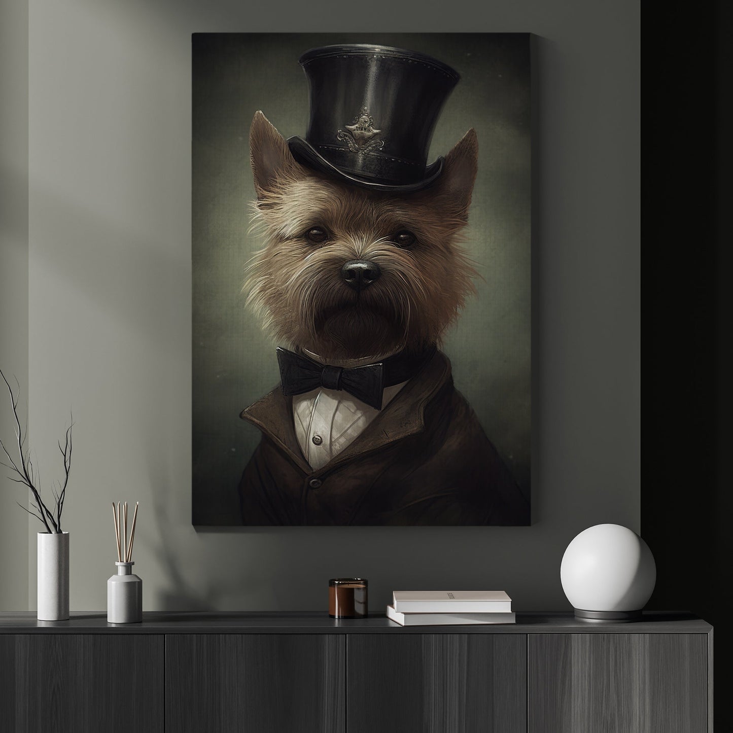 Cairn Terrier In Suit Style, Victorian Dog Canvas Painting, Victorian Animal Wall Art Decor, Poster Gift For Cairn Terrier Lovers