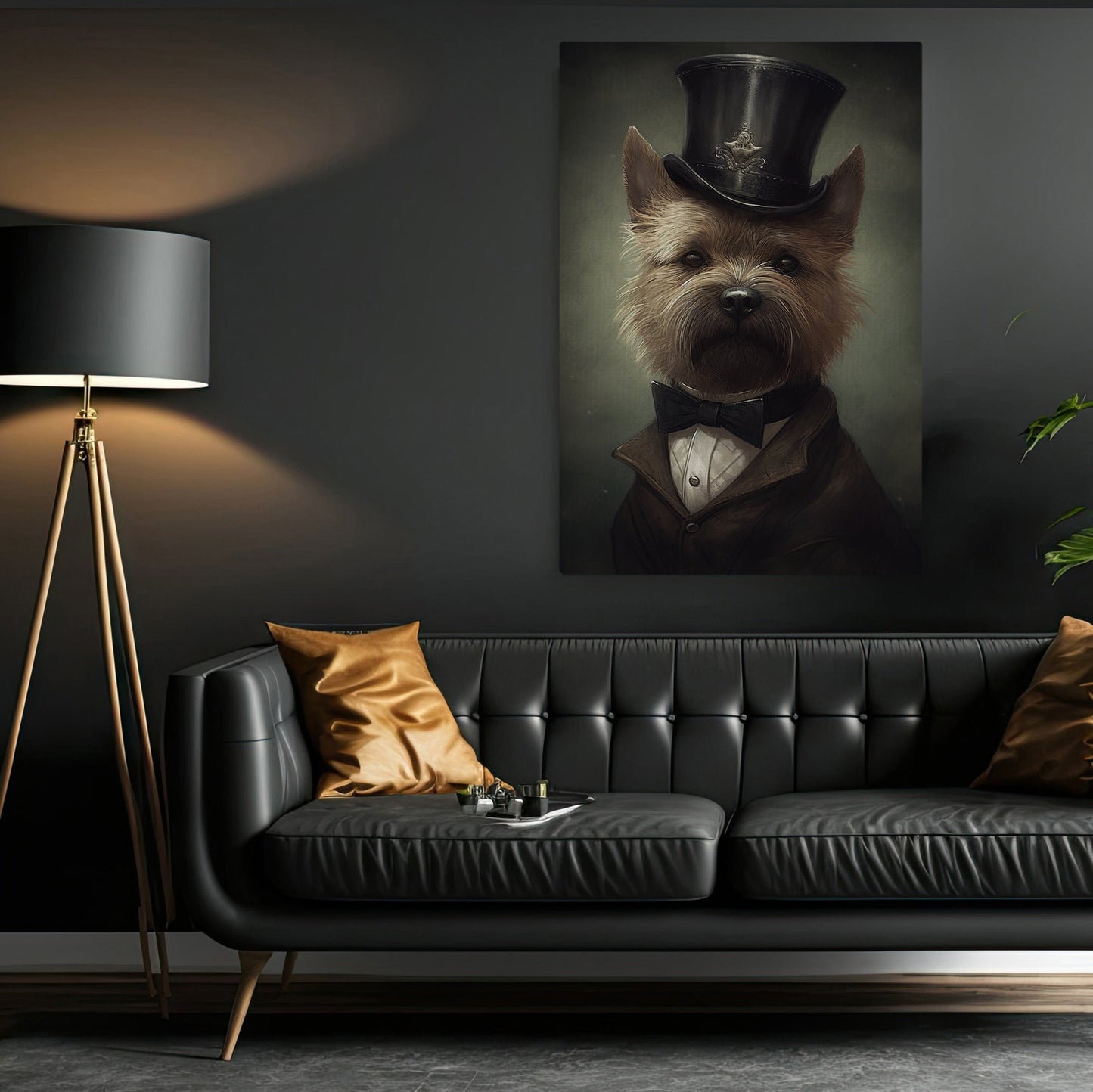 Cairn Terrier In Suit Style, Victorian Dog Canvas Painting, Victorian Animal Wall Art Decor, Poster Gift For Cairn Terrier Lovers