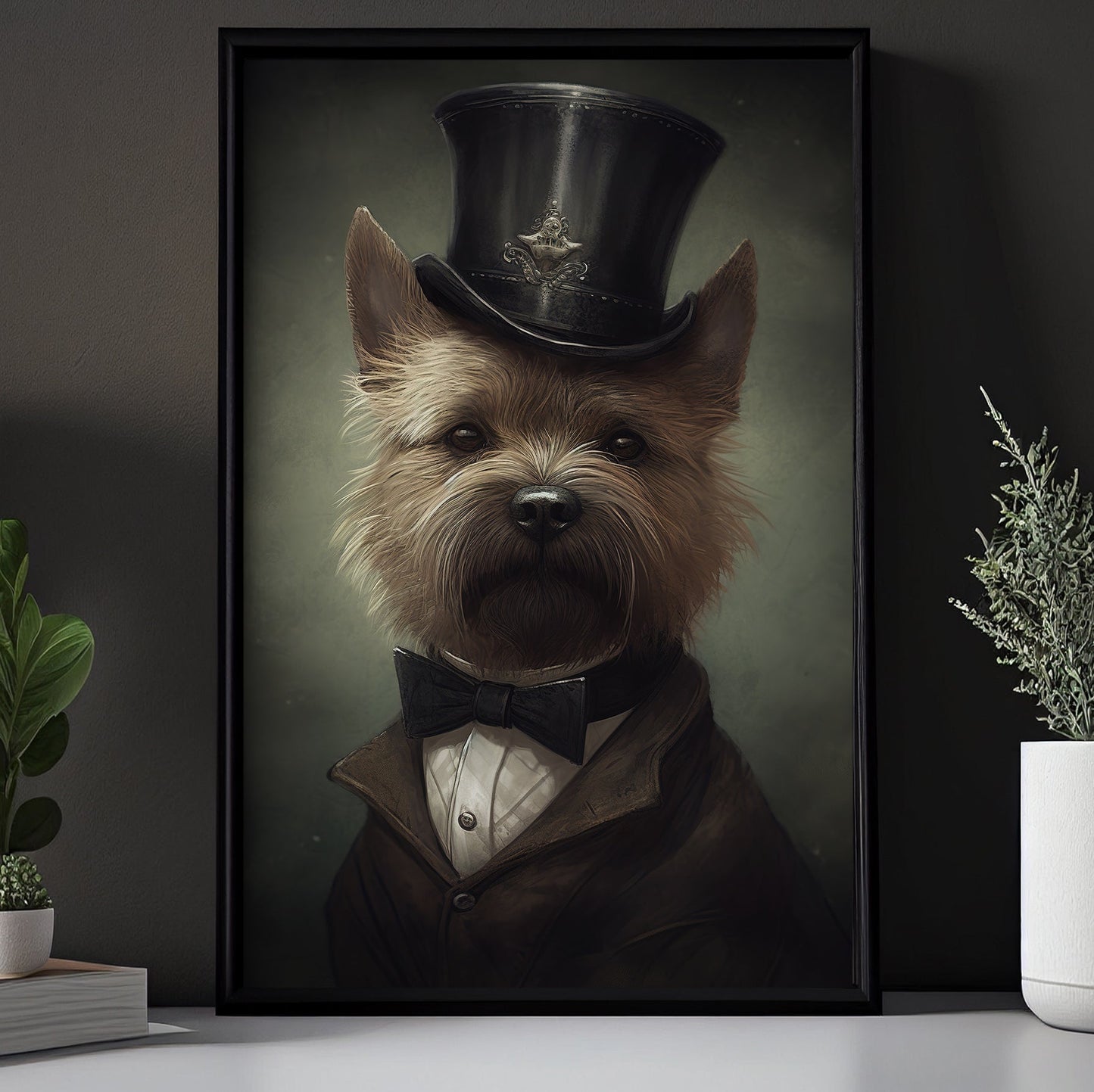 Cairn Terrier In Suit Style, Victorian Dog Canvas Painting, Victorian Animal Wall Art Decor, Poster Gift For Cairn Terrier Lovers