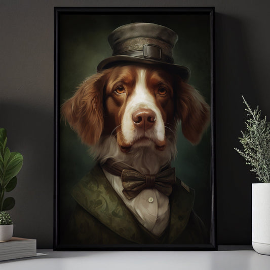 Spaniel Dog In Suit Style, Victorian Dog Canvas Painting, Victorian Animal Wall Art Decor, Poster Gift For Spaniel Dog Lovers