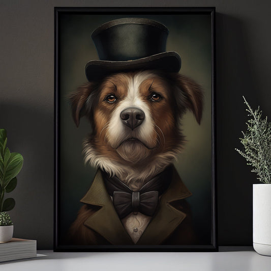 Australian Shepherd In Suit Style, Victorian Dog Canvas Painting, Victorian Animal Wall Art Decor, Poster Gift For Australian Shepherd Dog Lovers