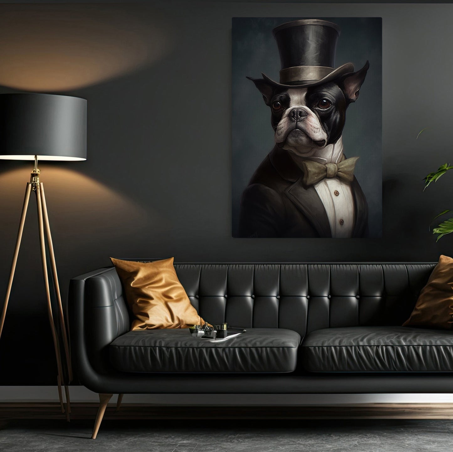 French Bulldog In Suit Style, Victorian Dog Canvas Painting, Victorian Animal Wall Art Decor, Poster Gift For French Bulldog Lovers