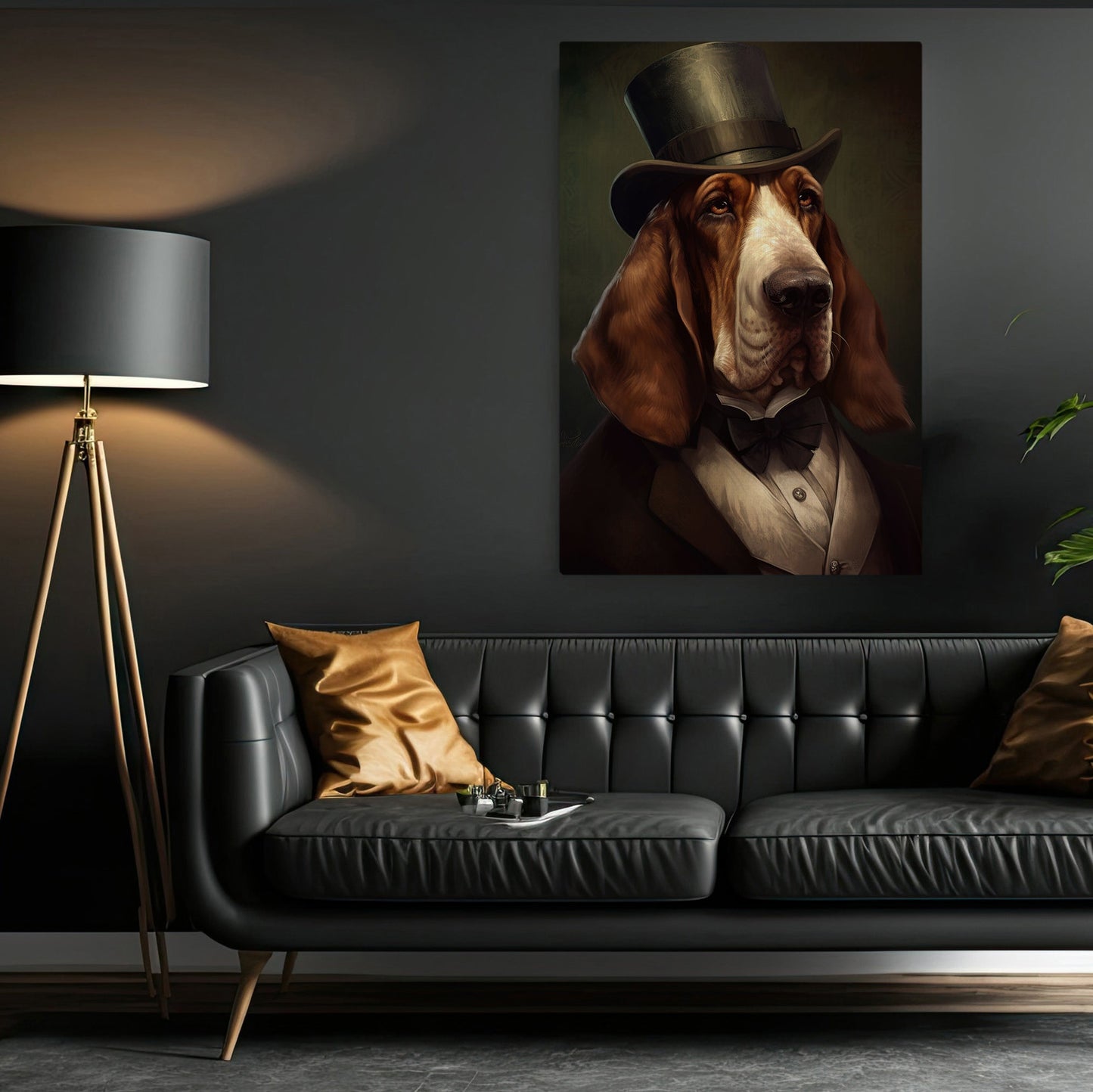 Basset Hound In Suit Style, Victorian Dog Canvas Painting, Victorian Animal Wall Art Decor, Poster Gift For Basset Hound Lovers