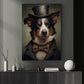 Border Collie In Suit Style, Victorian Dog Canvas Painting, Victorian Animal Wall Art Decor, Poster Gift For Border Collie Dog Lovers