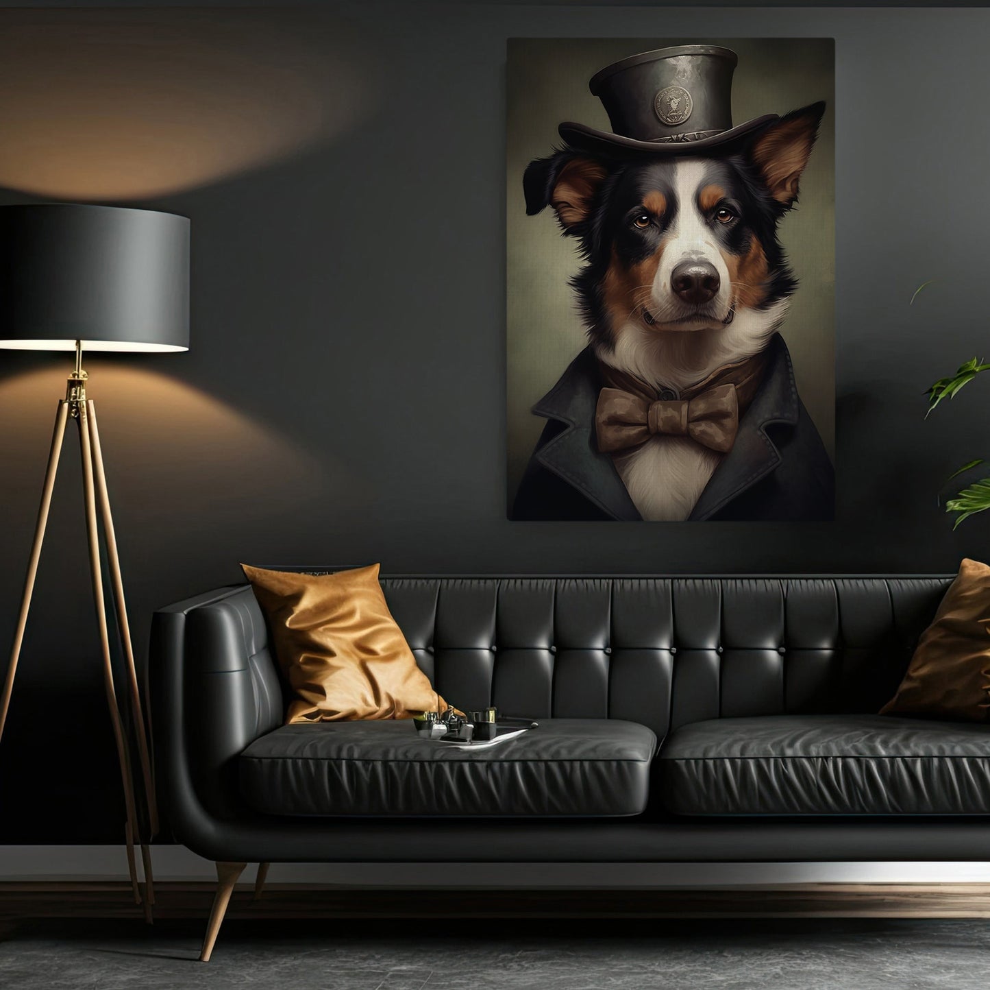 Border Collie In Suit Style, Victorian Dog Canvas Painting, Victorian Animal Wall Art Decor, Poster Gift For Border Collie Dog Lovers