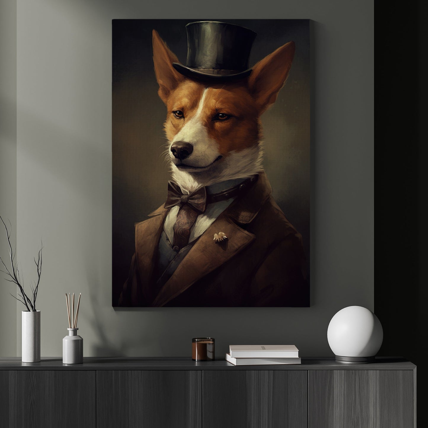 Victorian Corgi, Victorian Dog Canvas Painting, Victorian Animal Wall Art Decor, Poster Gift For Corgi Dog Lovers