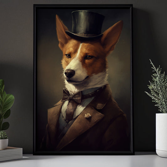 Victorian Corgi, Victorian Dog Canvas Painting, Victorian Animal Wall Art Decor, Poster Gift For Corgi Dog Lovers