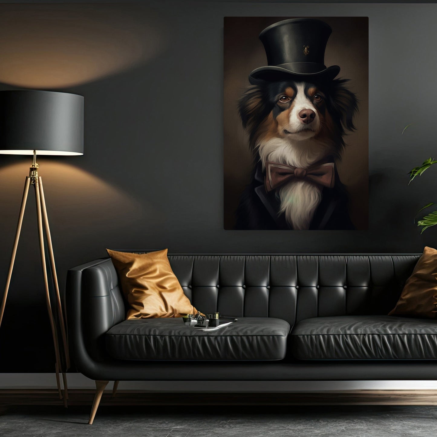 Victorian Australian Shepherd, Victorian Dog Canvas Painting, Victorian Animal Wall Art Decor, Poster Gift For Australian Shepherd Dog Lovers