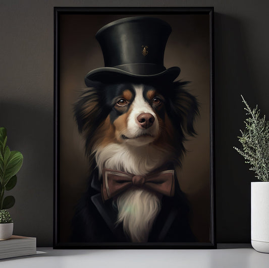 Victorian Australian Shepherd, Victorian Dog Canvas Painting, Victorian Animal Wall Art Decor, Poster Gift For Australian Shepherd Dog Lovers