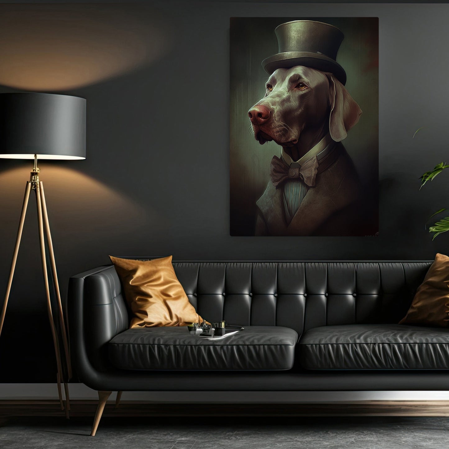 Victorian Weimaraner In Suit Style, Victorian Dog Canvas Painting, Victorian Animal Wall Art Decor, Poster Gift For Weimaraner Dog Lovers