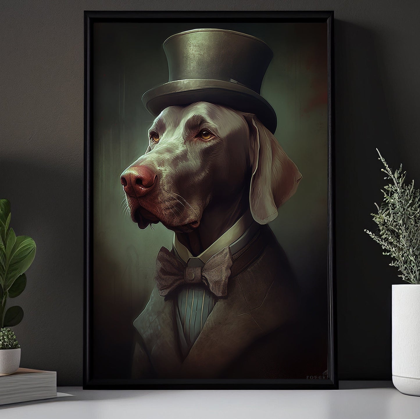 Victorian Weimaraner In Suit Style, Victorian Dog Canvas Painting, Victorian Animal Wall Art Decor, Poster Gift For Weimaraner Dog Lovers