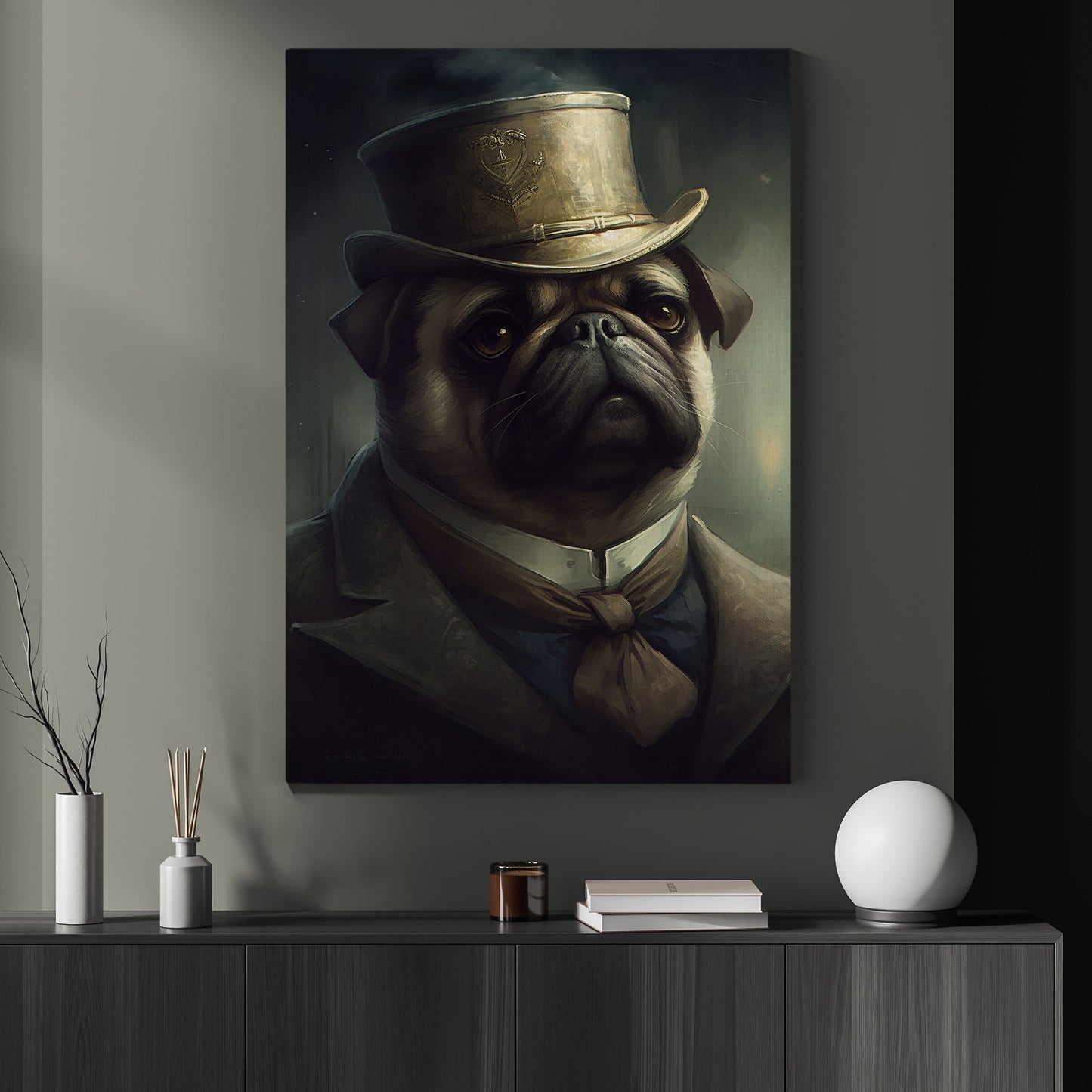 Gentlemen Pug In Suit Style, Victorian Dog Canvas Painting, Victorian Animal Wall Art Decor, Poster Gift For Pug Dog Lovers
