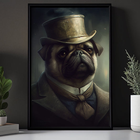 Gentlemen Pug In Suit Style, Victorian Dog Canvas Painting, Victorian Animal Wall Art Decor, Poster Gift For Pug Dog Lovers