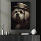 Gentlemen Maltese In Suit Style, Victorian Dog Canvas Painting, Victorian Animal Wall Art Decor, Poster Gift For Maltese Dog Lovers