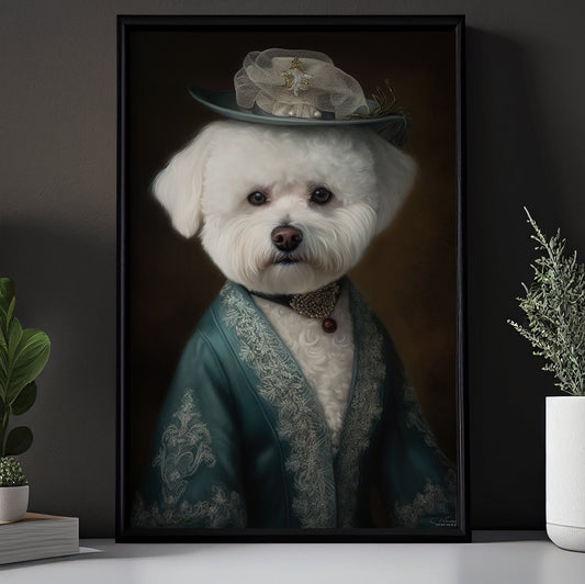 Gentlemen Bichon Frise Suit Style, Victorian Dog Canvas Painting, Victorian Animal Wall Art Decor, Poster Gift For Bichon Frise Lovers