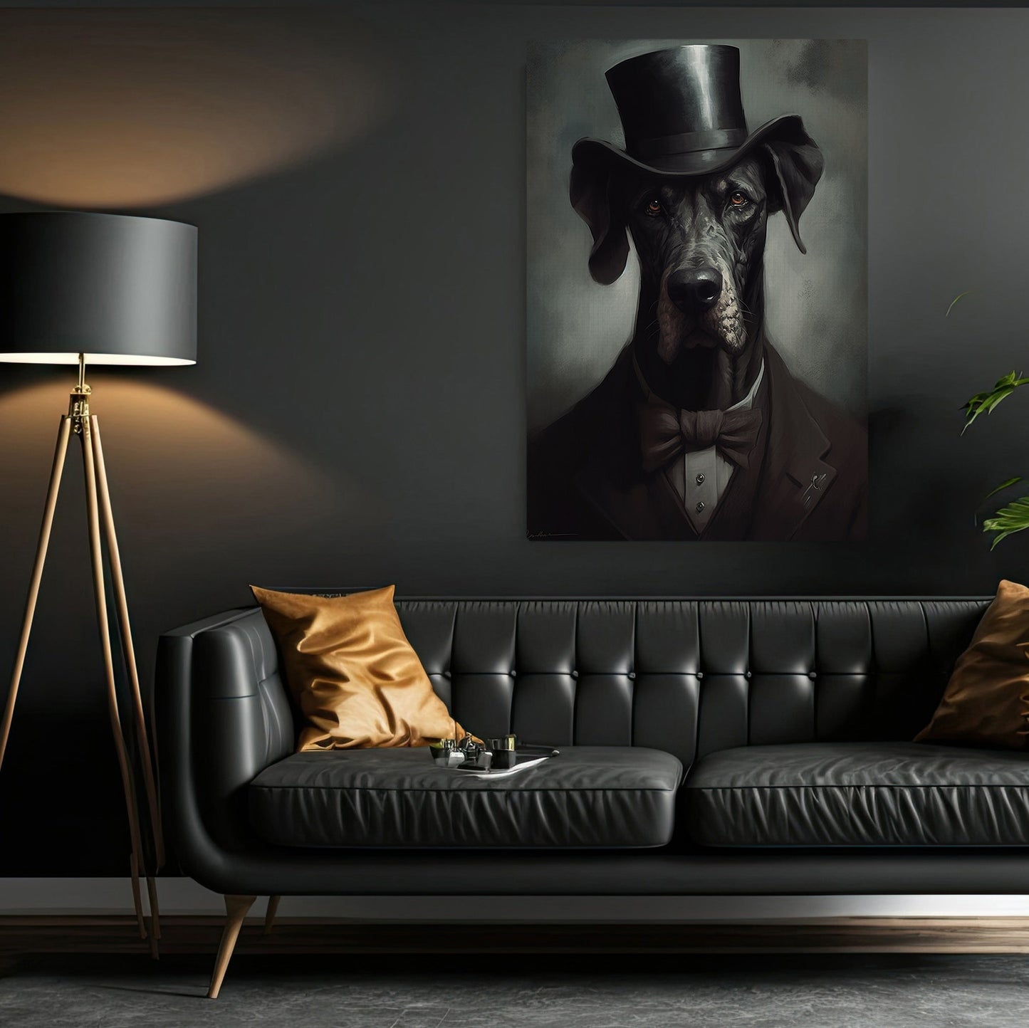 Gangster Great Dane In Suit Style, Victorian Dog Canvas Painting, Victorian Animal Wall Art Decor, Poster Gift For Great Dane Lovers
