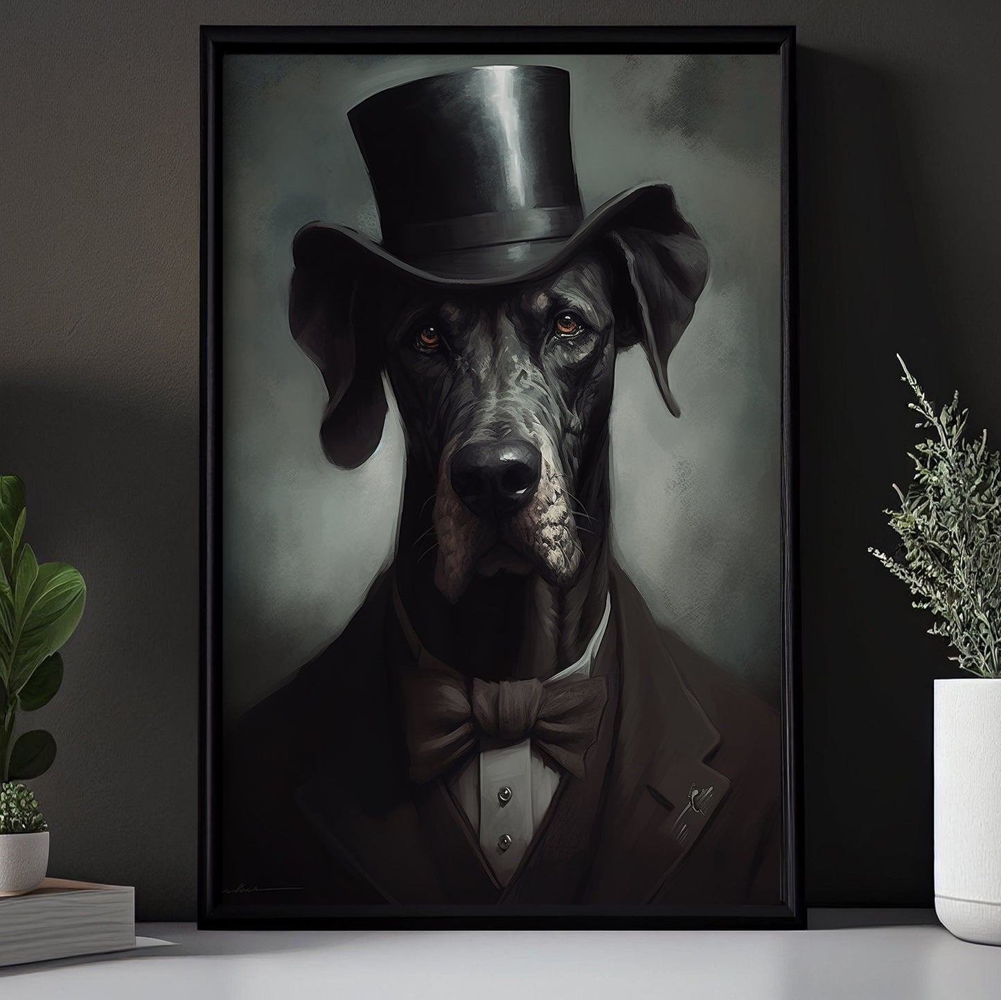 Gangster Great Dane In Suit Style, Victorian Dog Canvas Painting, Victorian Animal Wall Art Decor, Poster Gift For Great Dane Lovers