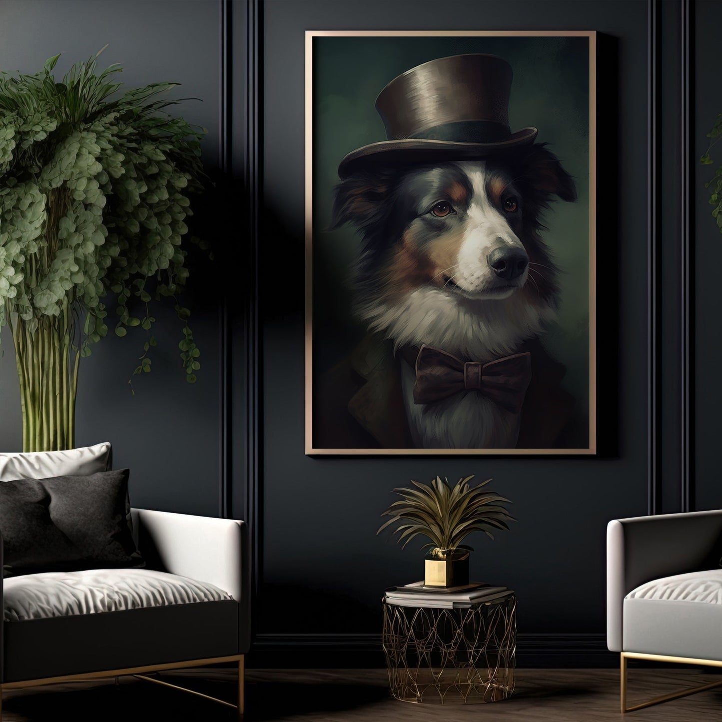 Bernese Mountain In Victorian Style, Victorian Dog Canvas Painting, Victorian Animal Wall Art Decor, Poster Gift For Bernese Mountain Dog Lovers