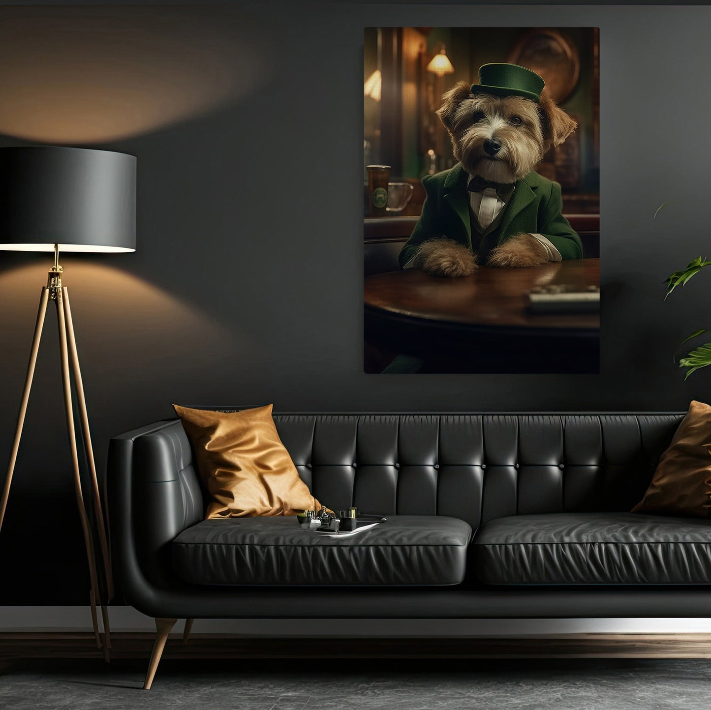 Gentlemen Yorkshire Terrier, Victorian Dog Canvas Painting, Victorian Animal Wall Art Decor, Poster Gift For Yorkshire Terrier Dog Lovers
