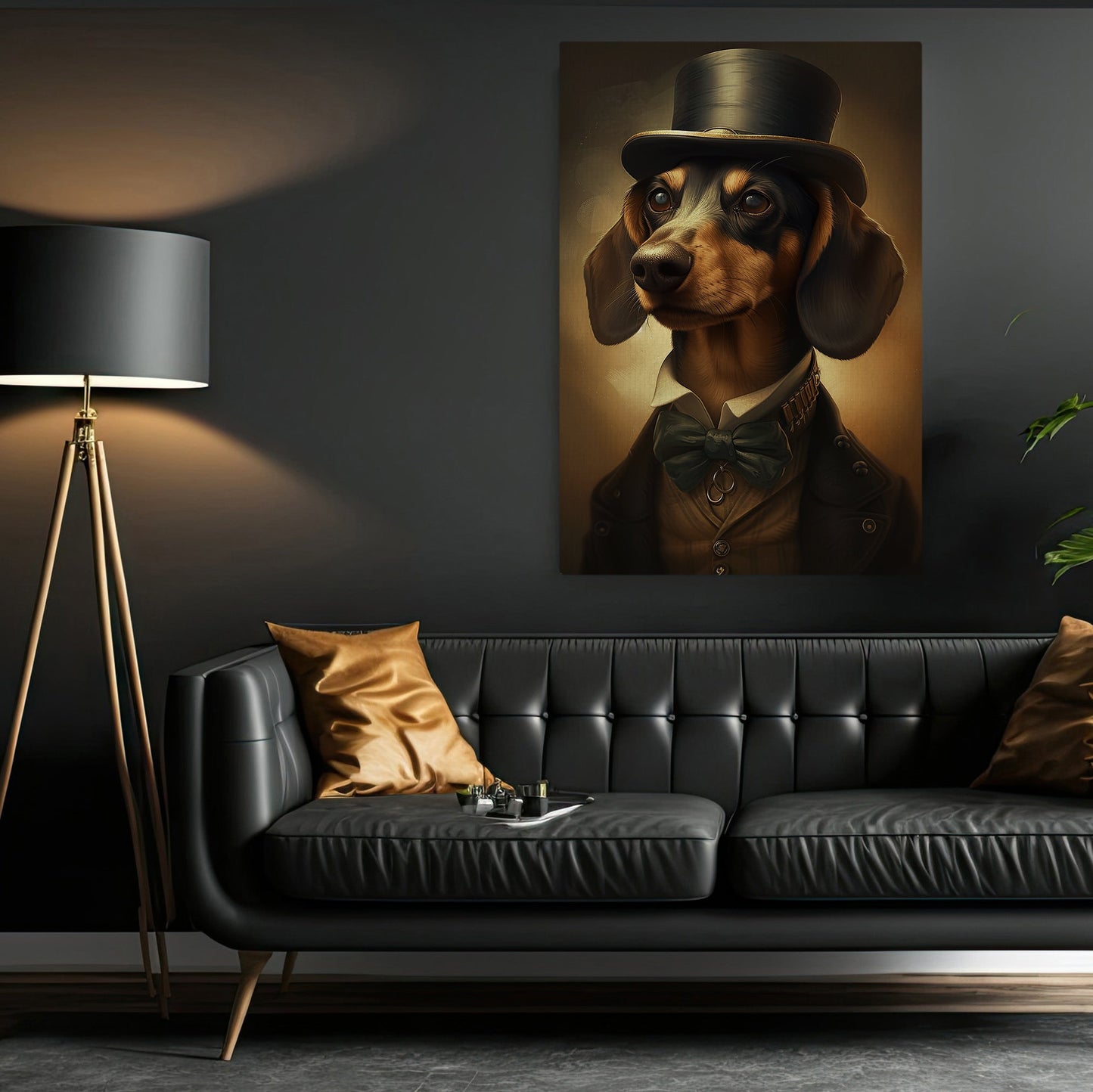 Gentlemen Dachshund In Victorian Style, Victorian Dog Canvas Painting, Victorian Animal Wall Art Decor, Poster Gift For Dachshund Dog Lovers