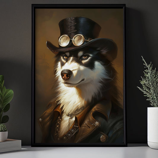 Gangster Husky Victorian Style, Victorian Dog Canvas Painting, Victorian Animal Wall Art Decor, Poster Gift For Husky Dog Lovers