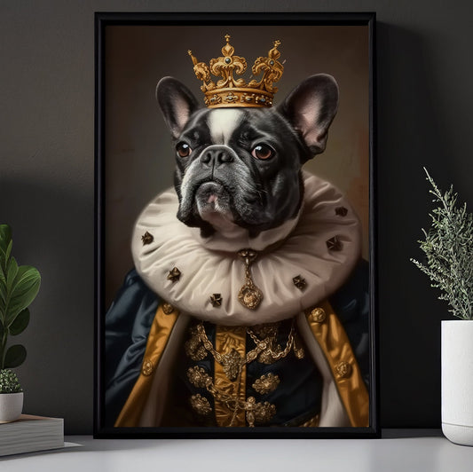 Gangster King French Bulldog In Suit Style, Victorian Dog Canvas Painting, Victorian Animal Wall Art Decor, Poster Gift For French Bulldog Lovers