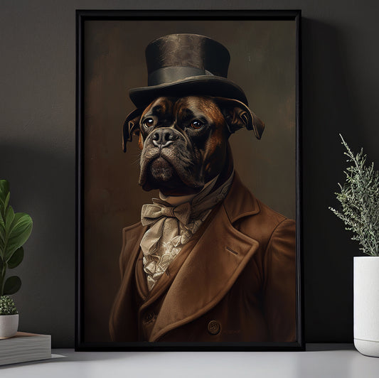 Gangster Boxer In Suit Style, Victorian Dog Canvas Painting, Victorian Animal Wall Art Decor, Poster Gift For Boxer Dog Lovers