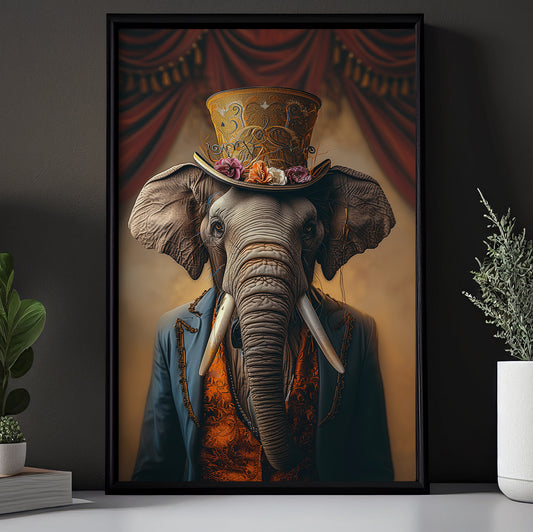 Gentleman Elephant In Victorian Suit, Victorian Elephant Canvas Painting, Victorian Animal Wall Art Decor, Poster Gift For Elephant Lovers