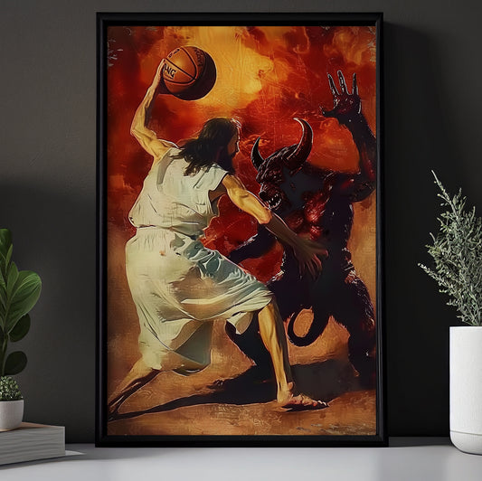 Ascendance In The Inferno, Basketball Canvas Painting, Wall Art Decor, Poster Gift For Basketball Lovers
