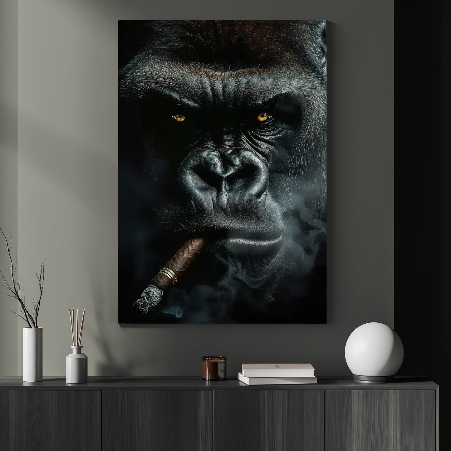 Gangster Monkey Cigar Gorilla, Victorian Monkey Canvas Painting, Victorian Animal Wall Art Decor, Poster Gift For Monkey Lovers