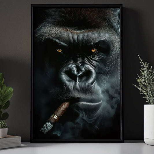 Gangster Monkey Cigar Gorilla, Victorian Monkey Canvas Painting, Victorian Animal Wall Art Decor, Poster Gift For Monkey Lovers