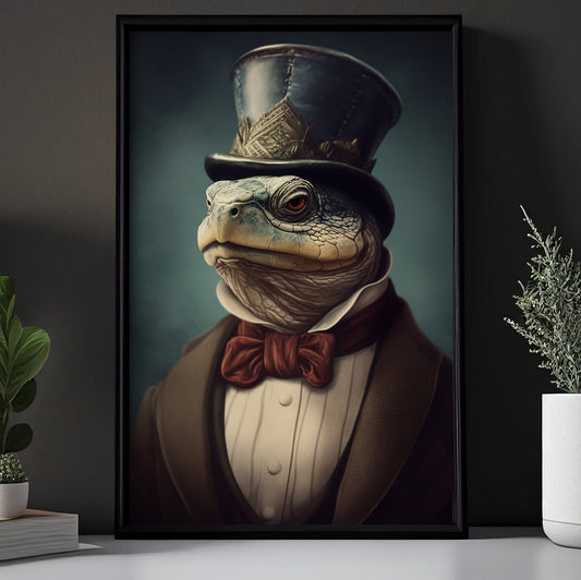 Sea Turtles In Victorian Suit, Victorian Sea Turtle Canvas Painting, Victorian Animal Wall Art Decor, Poster Gift For Sea Turtle Lovers