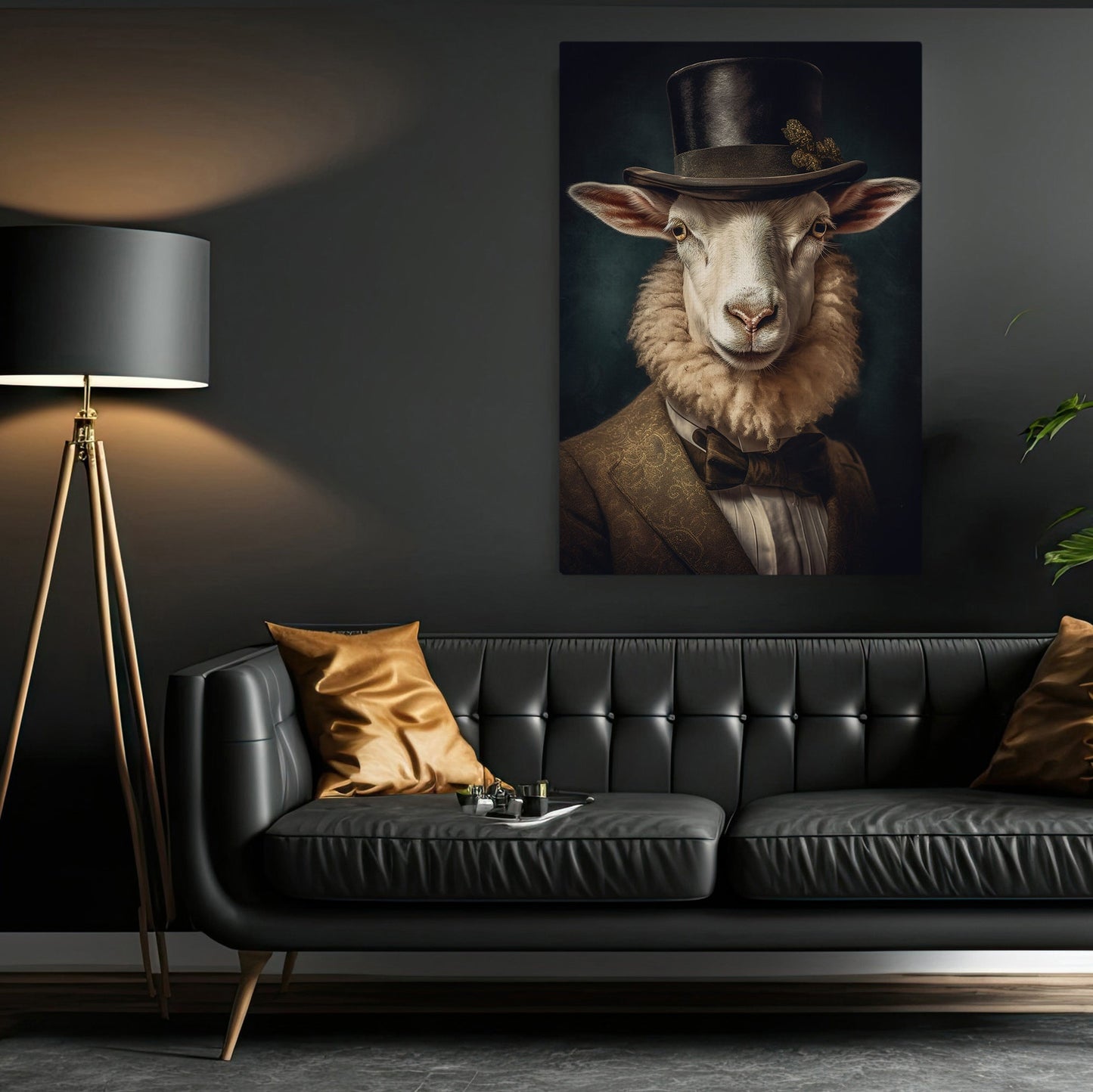 Goat In Victorian Suit, Victorian Goat Canvas Painting, Victorian Animal Wall Art Decor, Poster Gift For Goat Lovers