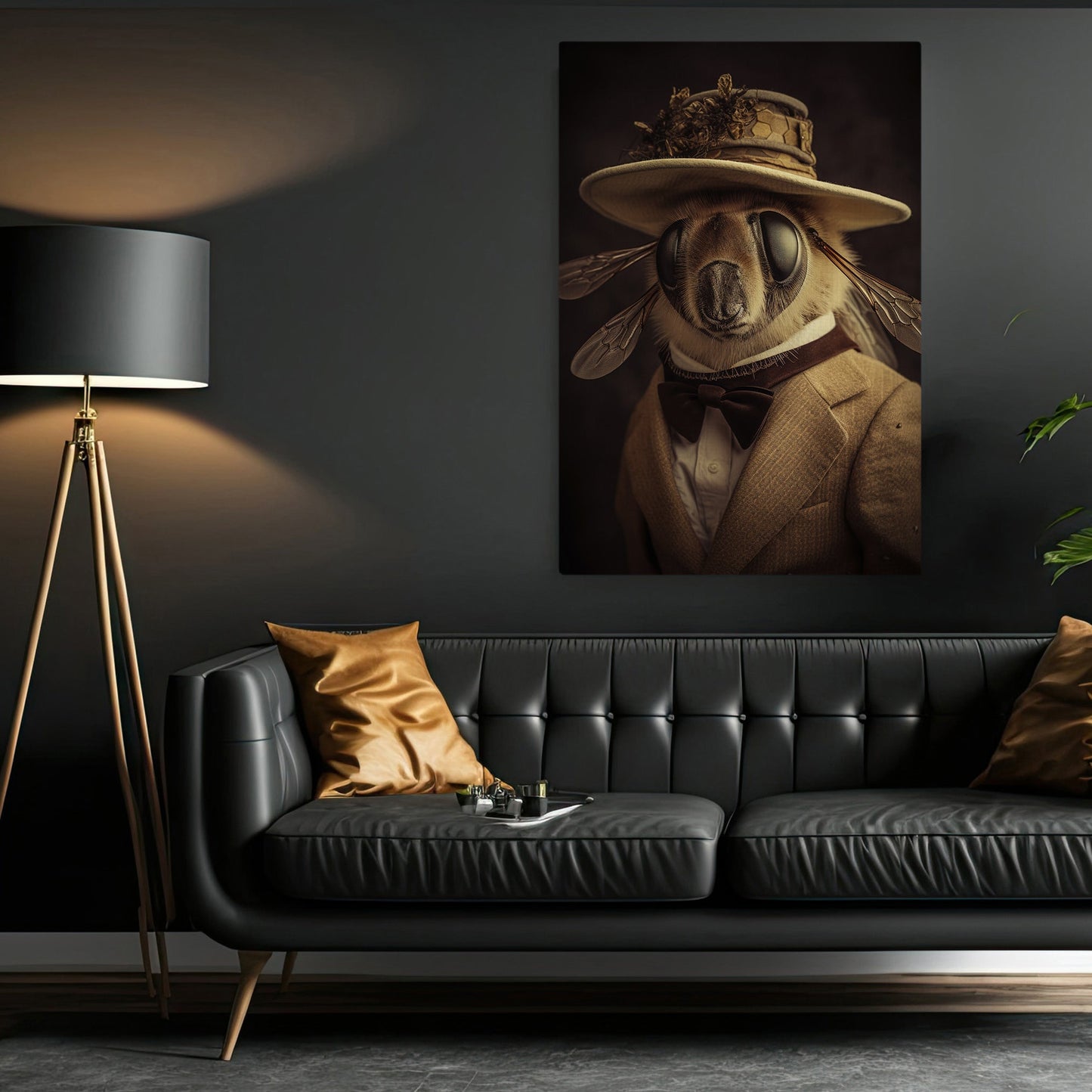 Bee In Victorian Suit, Victorian Bee Canvas Painting, Victorian Animal Wall Art Decor, Poster Gift For Bee Lovers