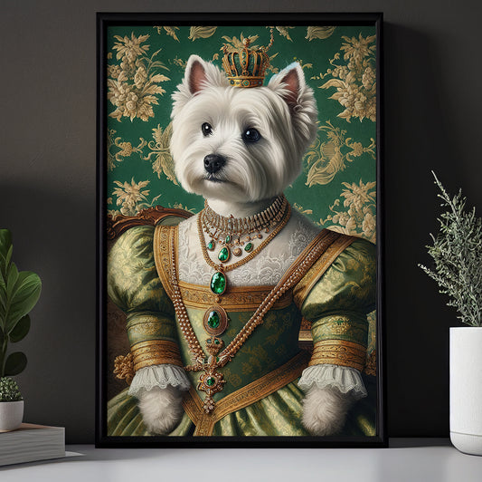 Queen West Highland White Terrier In Suit, Victorian Dog Canvas Painting, Victorian Animal Wall Art Decor, Poster Gift For Westie Dog Lovers