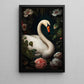 A Swan In The Secret Garden, Swan Canvas Painting, Flowers Wall Art Decor, Poster Gift For Swan Lovers