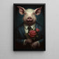 A Dapper Pig’s Offering, Victorian Pig Canvas Painting, Victorian Animal Wall Art Decor, Poster Gift For Pig Lovers